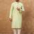 Men green silk blend solid embroidered straight kurta with pant set