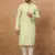 Men green silk blend solid embroidered straight kurta with pant set