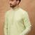 Men green silk blend solid embroidered straight kurta with pant set
