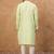 Men green silk blend solid embroidered straight kurta with pant set