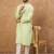 Men green silk blend solid embroidered straight kurta with pant set