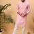 Men pink silk blend solid embroidered straight kurta with pant set