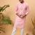 Men pink silk blend solid embroidered straight kurta with pant set