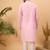 Men pink silk blend solid embroidered straight kurta with pant set