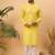Men yellow silk blend solid embroidered straight kurta with pant set