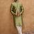 Men green silk blend solid woven design straight kurta with pant set