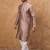Men mauve silk blend solid woven design straight kurta with pant set