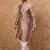 Men mauve silk blend solid woven design straight kurta with pant set