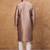 Men mauve silk blend solid woven design straight kurta with pant set