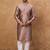 Men mauve silk blend solid woven design straight kurta with pant set