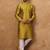 Men yellow silk blend solid woven design straight kurta with pant set