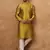 Men yellow silk blend solid woven design straight kurta with pant set