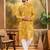 Men yellow pure cotton shibori embroidered straight kurta with trouser
