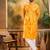 Men orange silk blend batik embroidered straight kurta with trouser