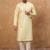 Men yellow silk blend solid embroidered straight kurta with pant set
