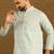 Men blue silk blend solid embroidered straight kurta with trouser