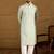 Men blue silk blend solid embroidered straight kurta with trouser