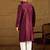 Men purple silk blend solid embroidered straight kurta with trouser