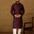 Men purple silk blend solid embroidered straight kurta with trouser