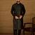 Men black silk blend solid embroidered straight kurta with trouser