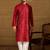 Men maroon silk blend solid embroidered straight kurta with trouser