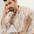Men off white viscose rayon abstract embroidered straight kurta with pant set