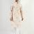 Men off white viscose rayon abstract embroidered straight kurta with pant set