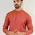 Men orange cotton solid woven design straight kurta with pant set