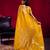 Yellow satin linen handloom weaving silk saree with matching blouse      daily & casual wear
