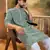 Men green viscose rayon shibori embroidered straight kurta with trouser