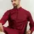 Men maroon pure cotton solid woven design straight kurta with trousers