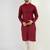 Men maroon pure cotton solid woven design straight kurta with trousers