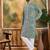 Men green viscose rayon shibori embroidered straight kurta with trouser