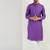 Men purple cotton solid woven design straight kurta with pant set