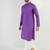 Men purple cotton solid woven design straight kurta with pant set