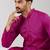 Men pink cotton solid woven design straight kurta with pant set