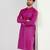 Men pink cotton solid woven design straight kurta with pant set