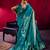Teal satin linen handloom weaving silk saree with matching blouse      daily & casual wear