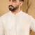 Men off white viscose rayon solid embroidered straight kurta with trousers