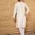 Men off white viscose rayon solid embroidered straight kurta with trousers