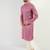 Men pink viscose rayon solid embroidered straight kurta with trouser