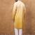 Men yellow silk blend solid embroidered straight kurta with pant set