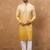 Men yellow silk blend solid embroidered straight kurta with pant set
