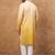 Men yellow silk blend solid embroidered straight kurta with pant set