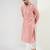Men peach viscose rayon solid embroidered straight kurta with trousers