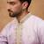 Men purple silk blend solid embroidered straight kurta with pant set