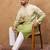Men green silk blend solid embroidered straight kurta with pant set