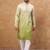 Men green silk blend solid embroidered straight kurta with pant set