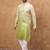 Men green silk blend solid embroidered straight kurta with pant set