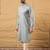 Men grey viscose rayon solid embroidered straight kurta with trouser